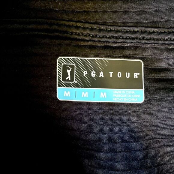 PGA Tour Men's Pro Knit 1/4 Zip Golf Hoodie Pullover Black Quilted Size Medium - Picture 6 of 7